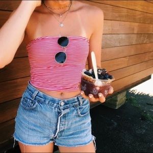 red and white striped Brandy Melville tube top